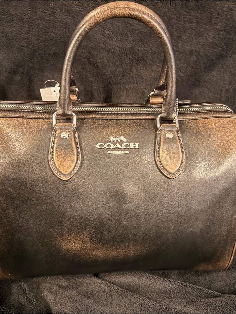 Coach Metallic Brown Leather Top-Handle Briefcase